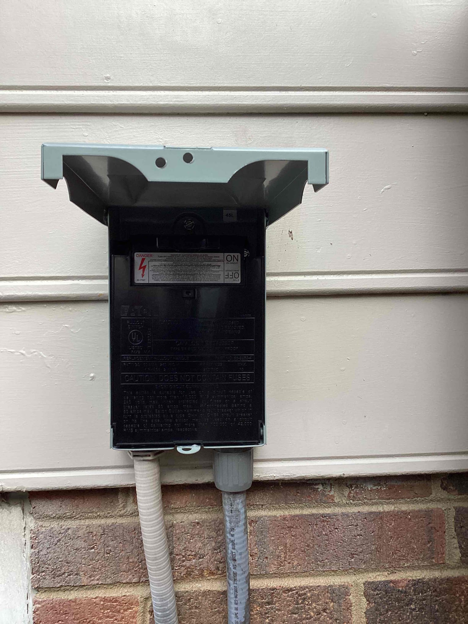 30A HVAC Service Disconnect Replacement for Upstairs Unit in Cary completed by Touchstone Electric