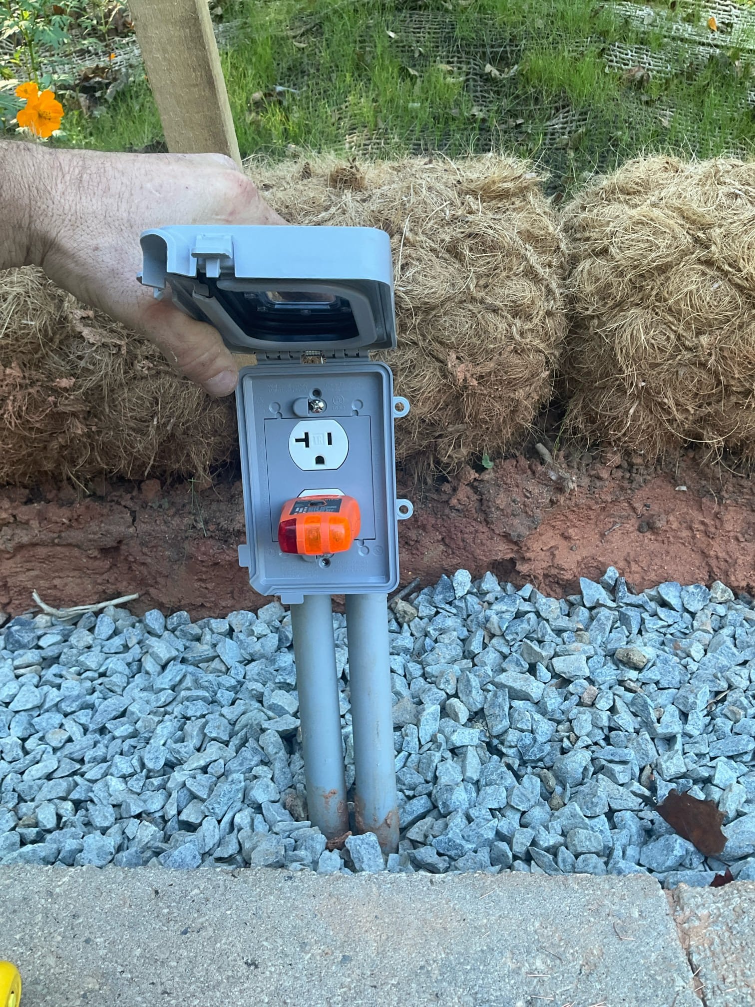 Outdoor GFCI Outlet Installation on 20A Circuit in Charlotte completed by Touchstone Electric