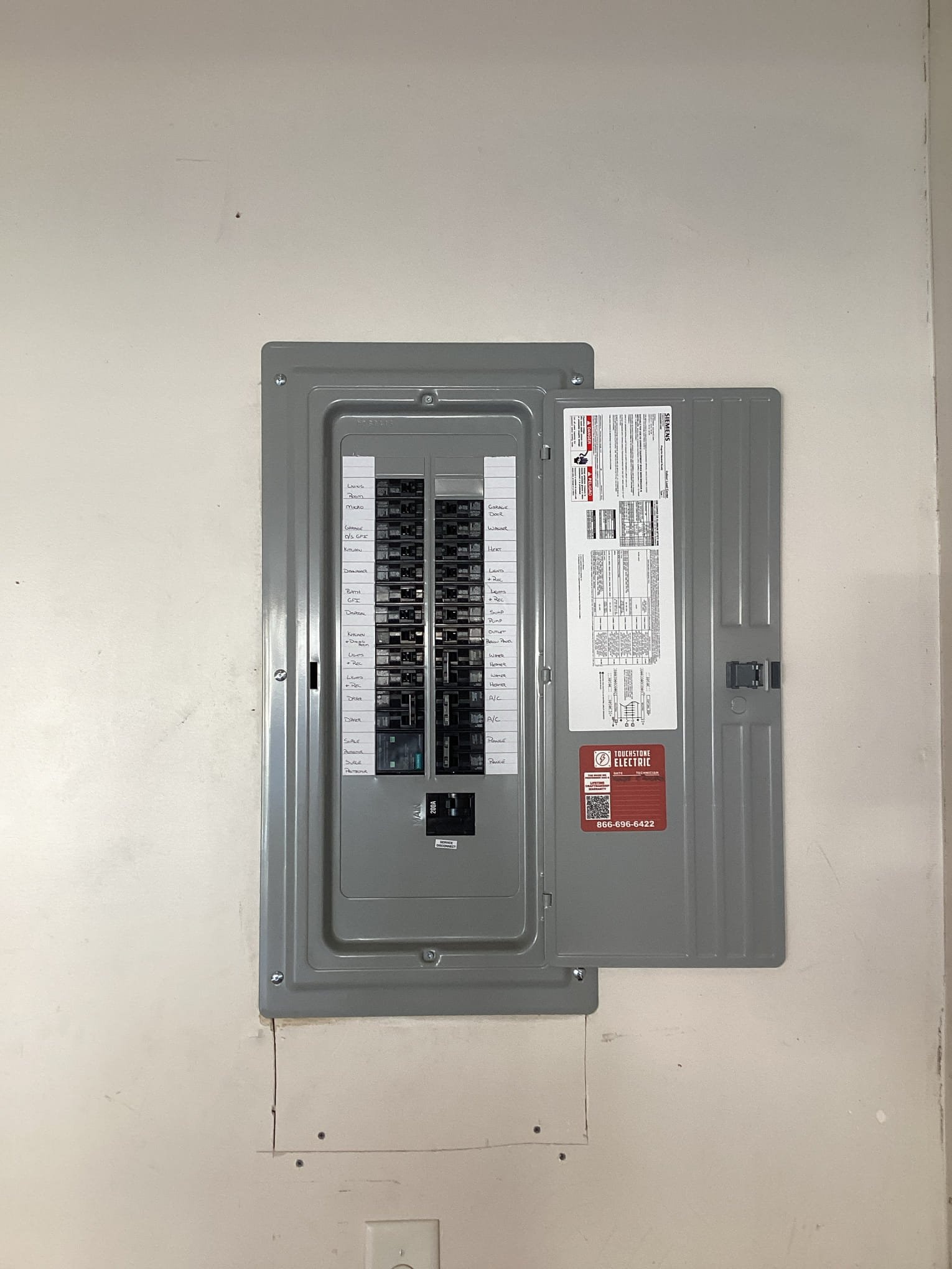 200 Amp Electrical Panel Upgrade & Breaker Install in Charlotte completed by Touchstone Electric