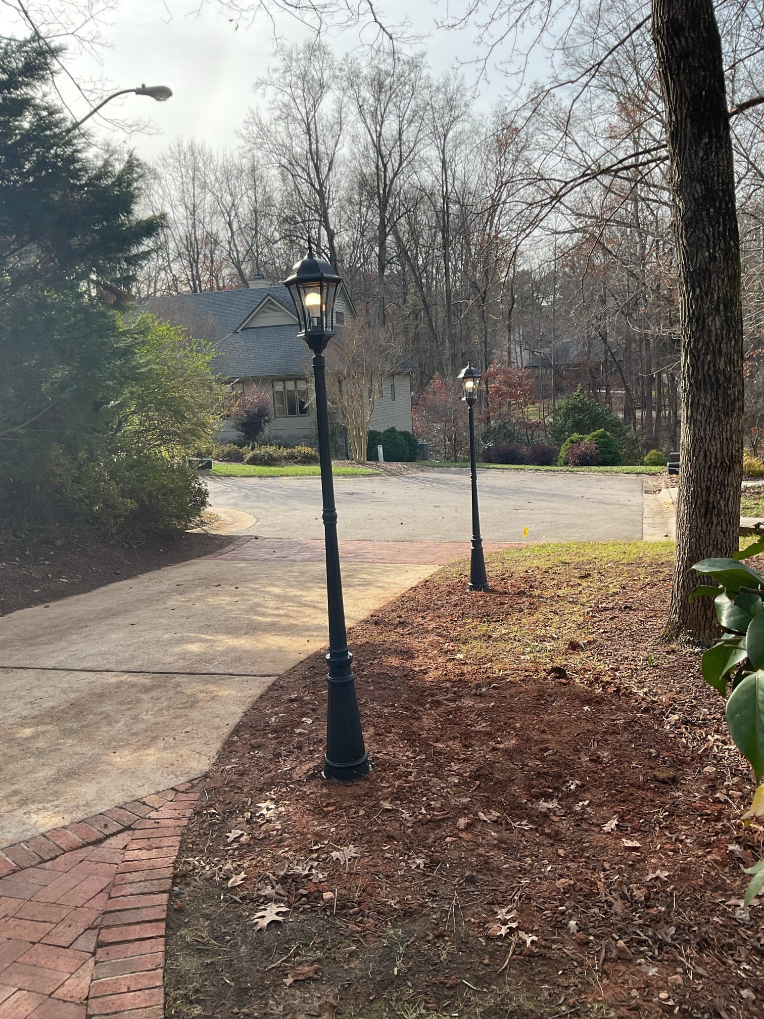 Outdoor Post Light Installation & Wiring Trench in Raleigh, NC completed by Touchstone Electric