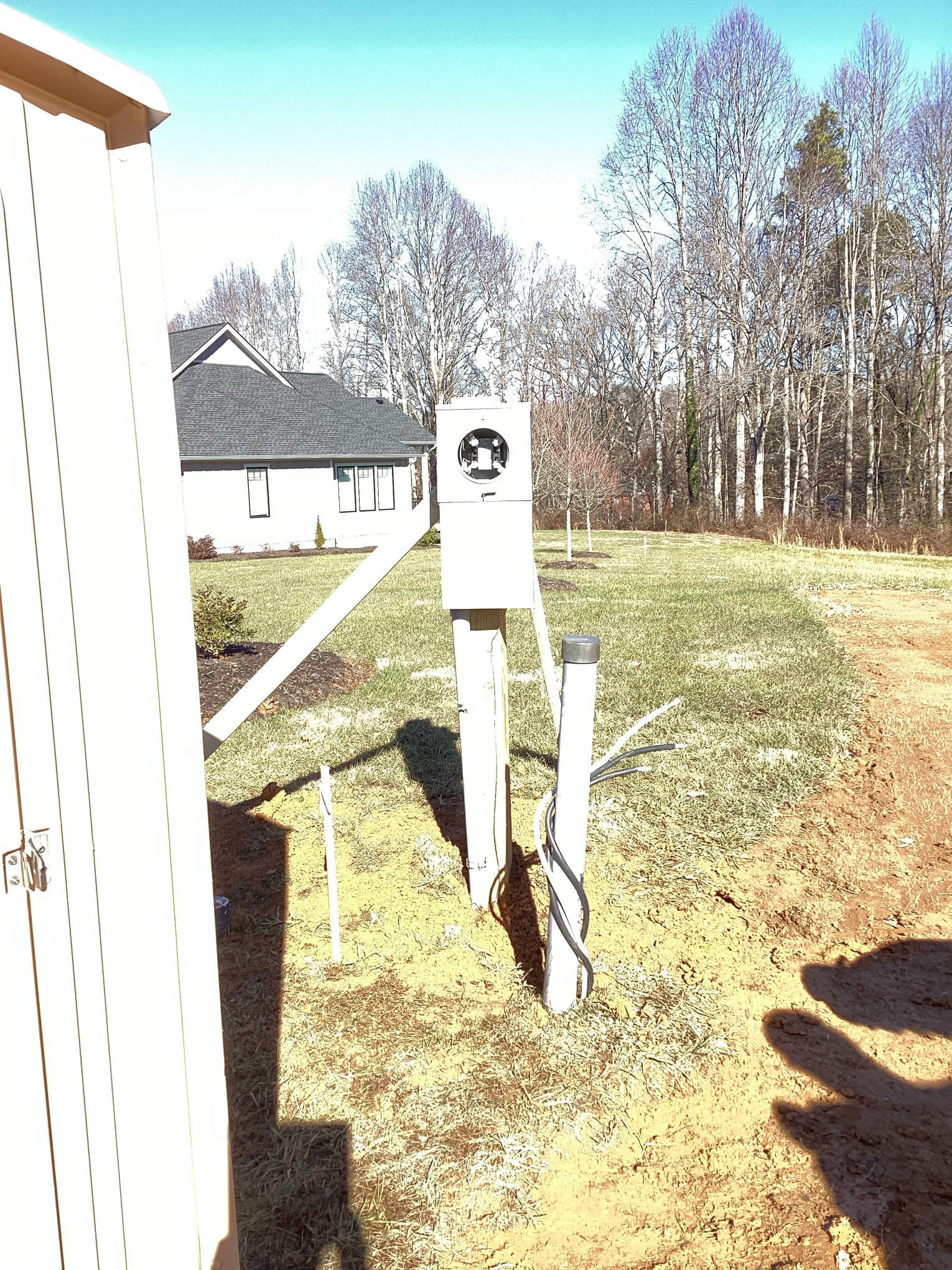 Temporary Power Pole & Service Installation in Hendersonville, NC completed by Touchstone Electric