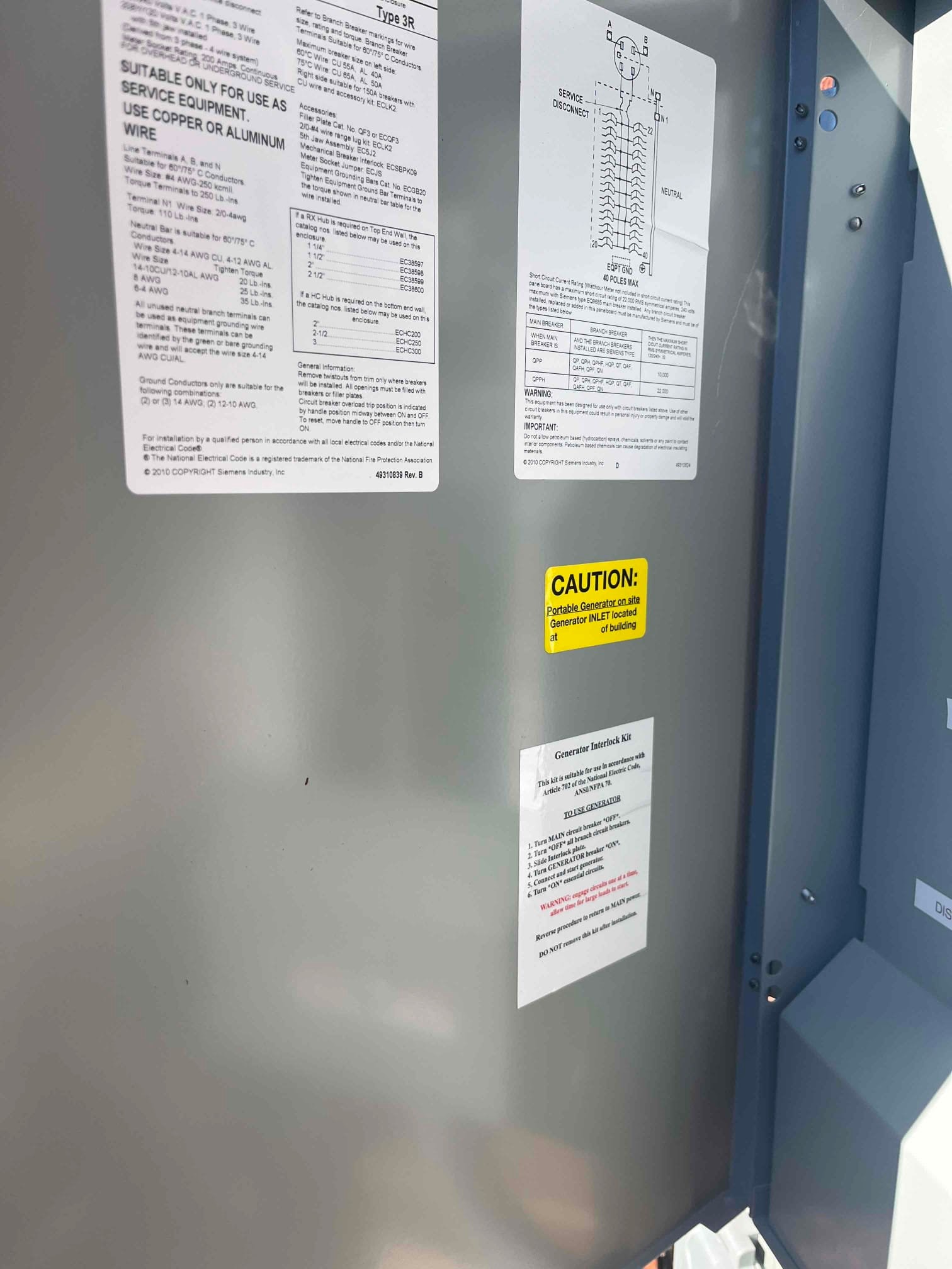 Manual Transfer Switch Interlock Installation in Charlotte, NC completed by Touchstone Electric