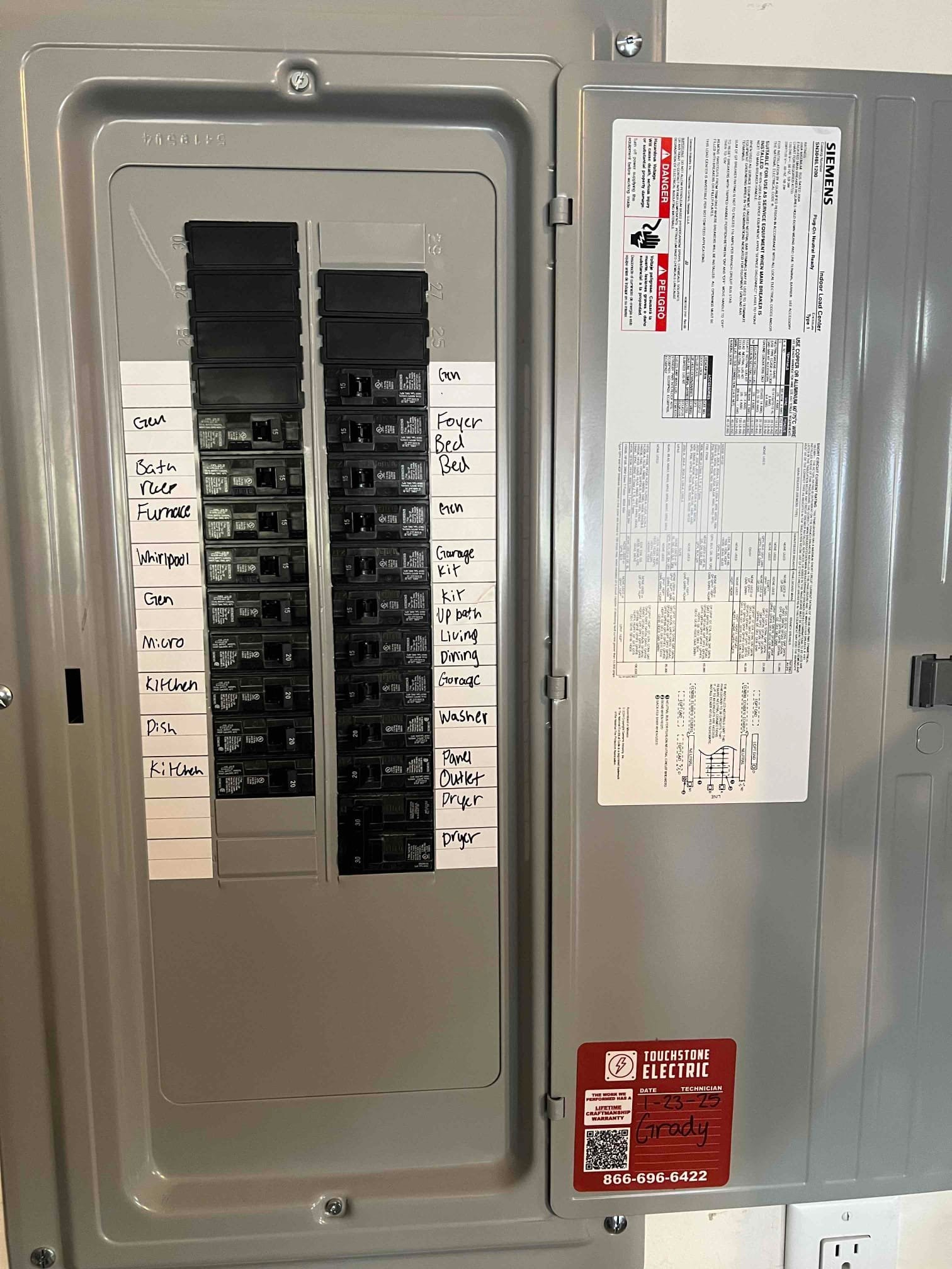 200A Electrical Panel Upgrade & Subpanel Installation in Matthews, NC completed by Touchstone Electric