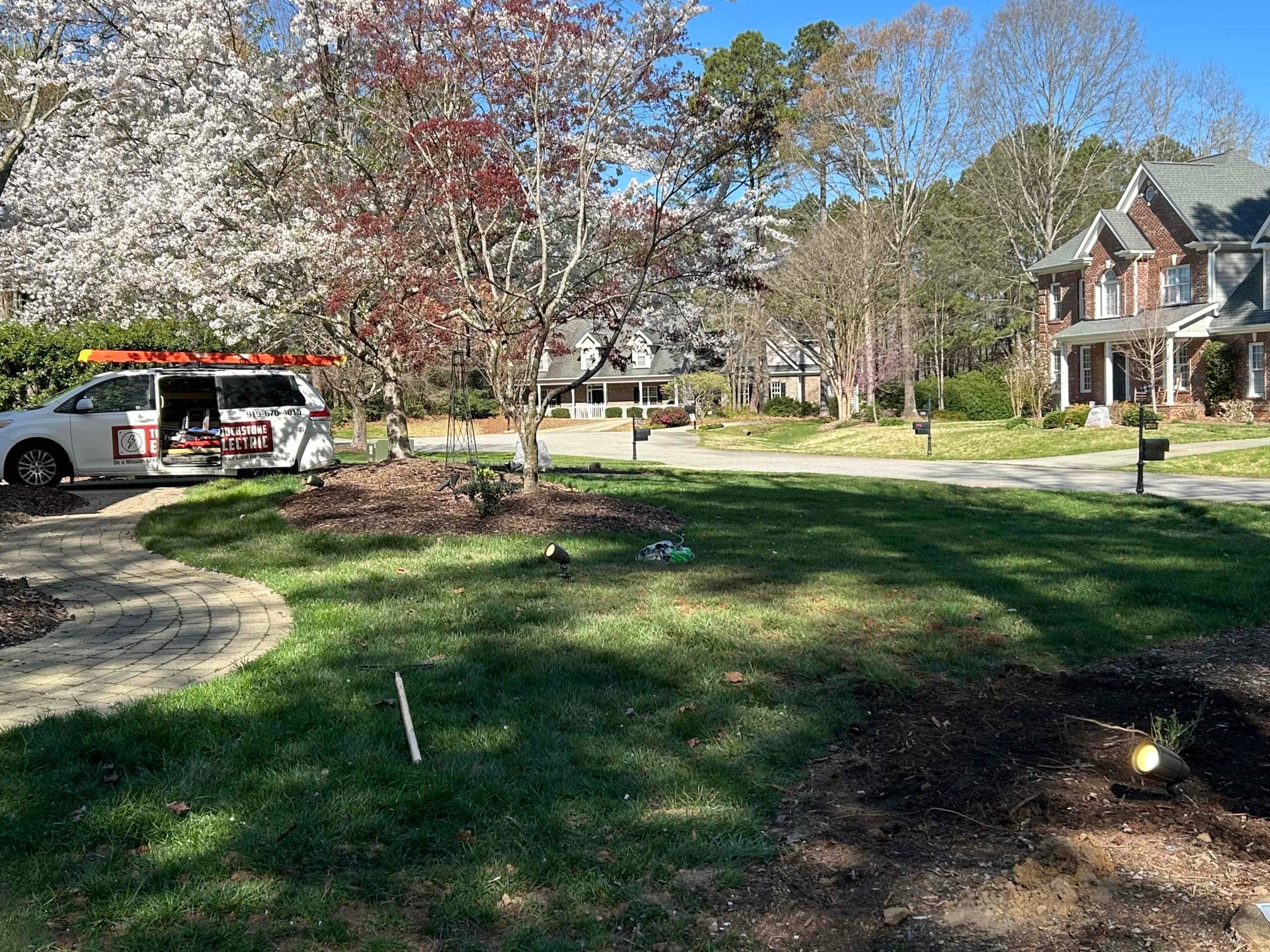 In-Ground Landscape Lighting Installation in Wake Forest, NC completed by Touchstone Electric