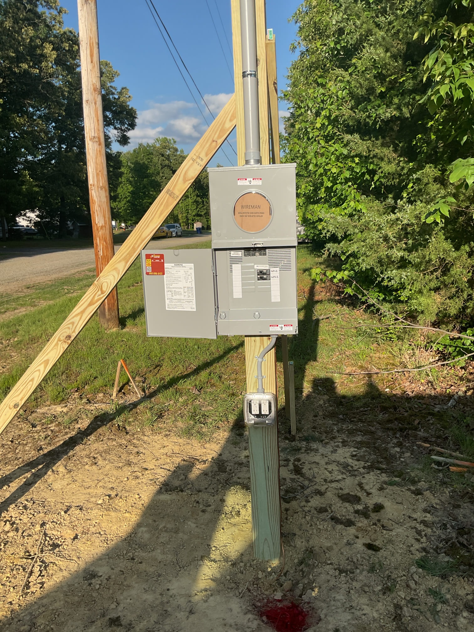Temporary Power Pole Install & 400A Service Planning in Indian Trail completed by Touchstone Electric