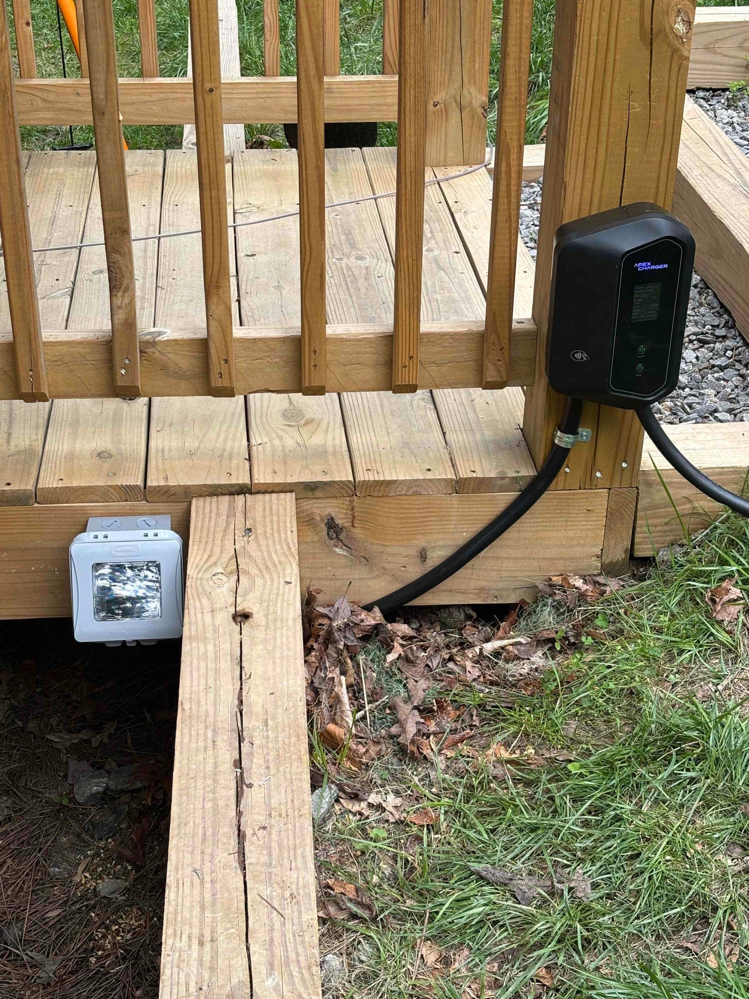 Level 2 EV Charger Installation on Deck in Maggie Valley, NC