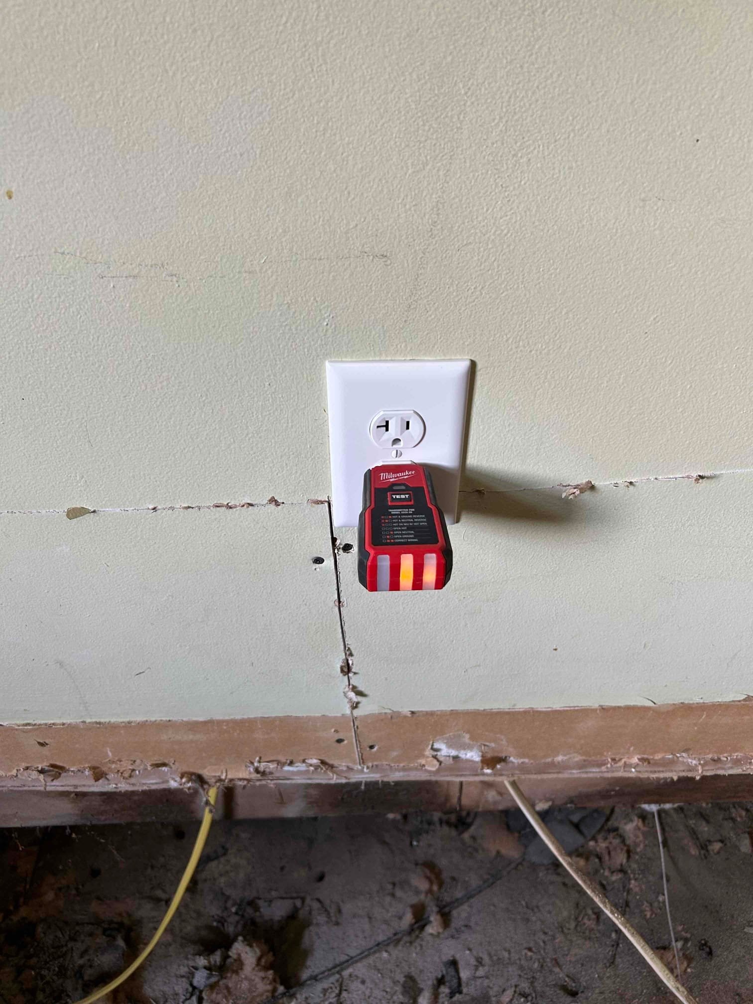 Damaged Wire Repair, Drywall & Outlet Replacement in Farmville, NC completed by Touchstone Electric