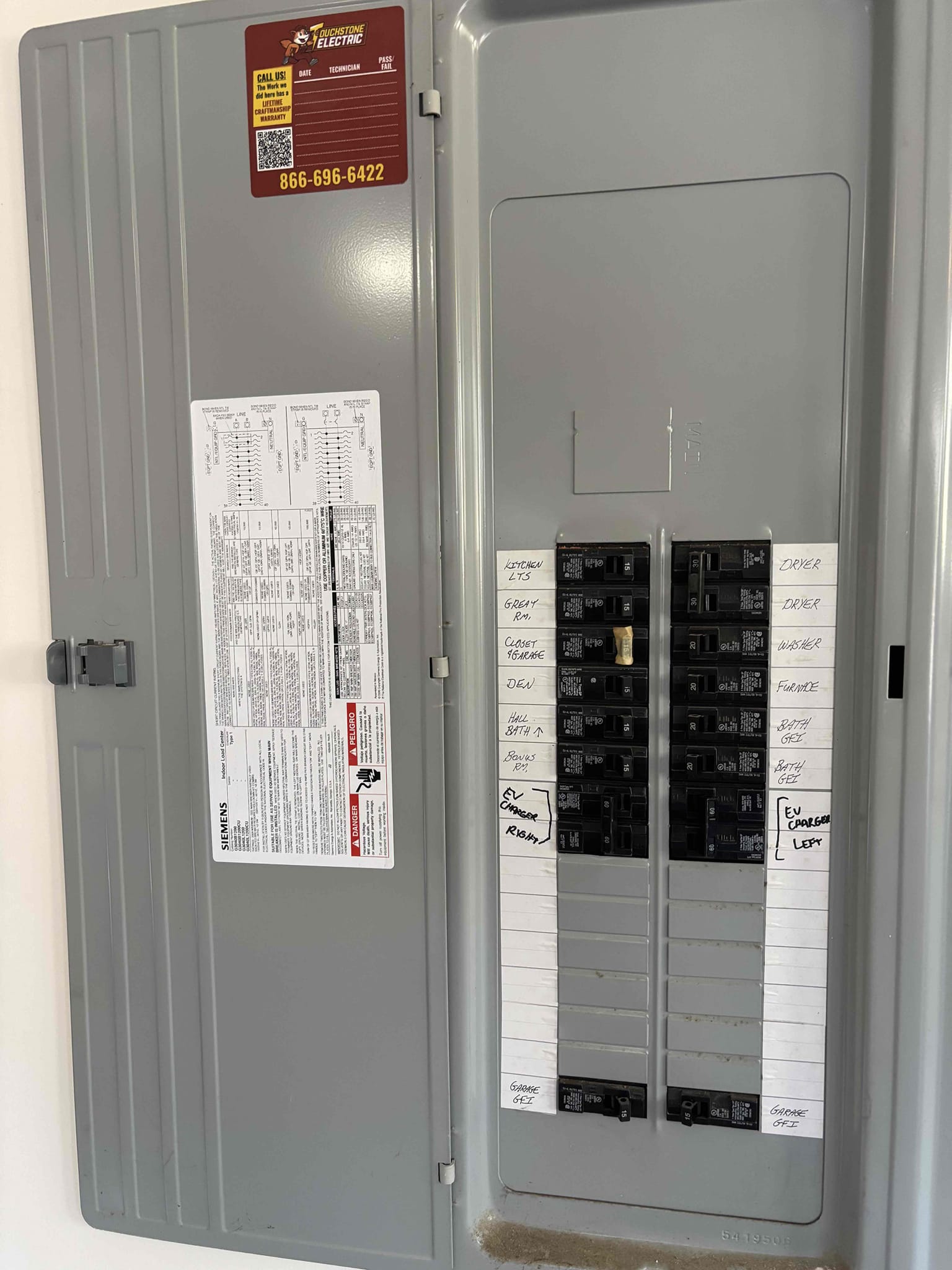 Level 2 EV Charger Installation & 60A Breaker in Honea Path, SC completed by Touchstone Electric