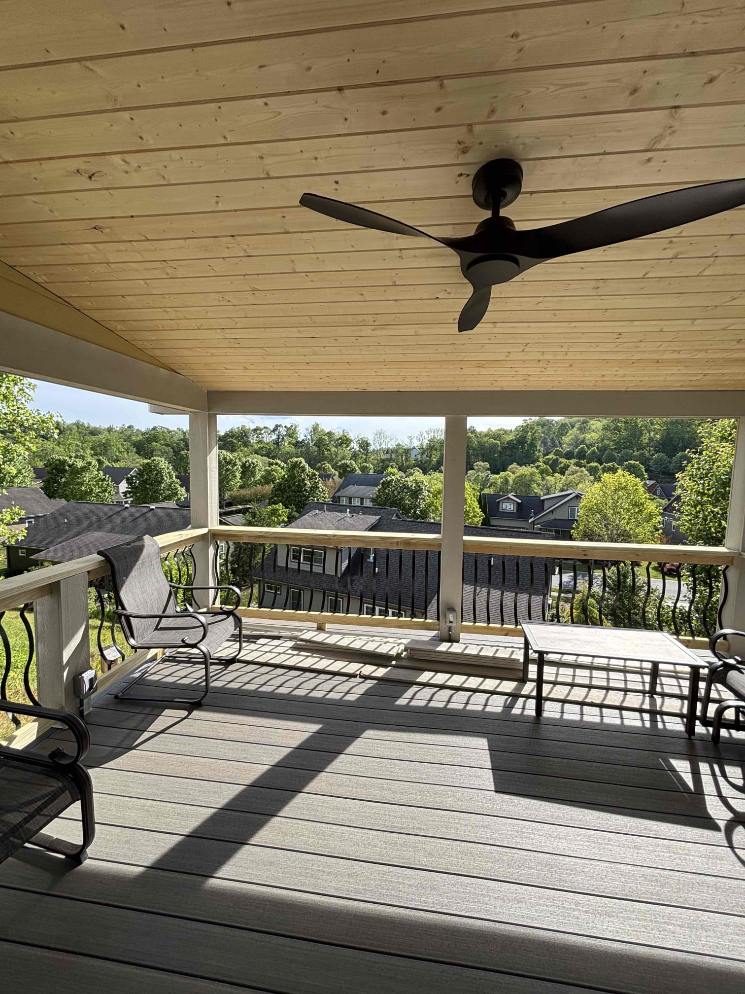 Porch Ceiling Fan & Outdoor Outlet Installation in Mountain Home, NC completed by Touchstone Electric