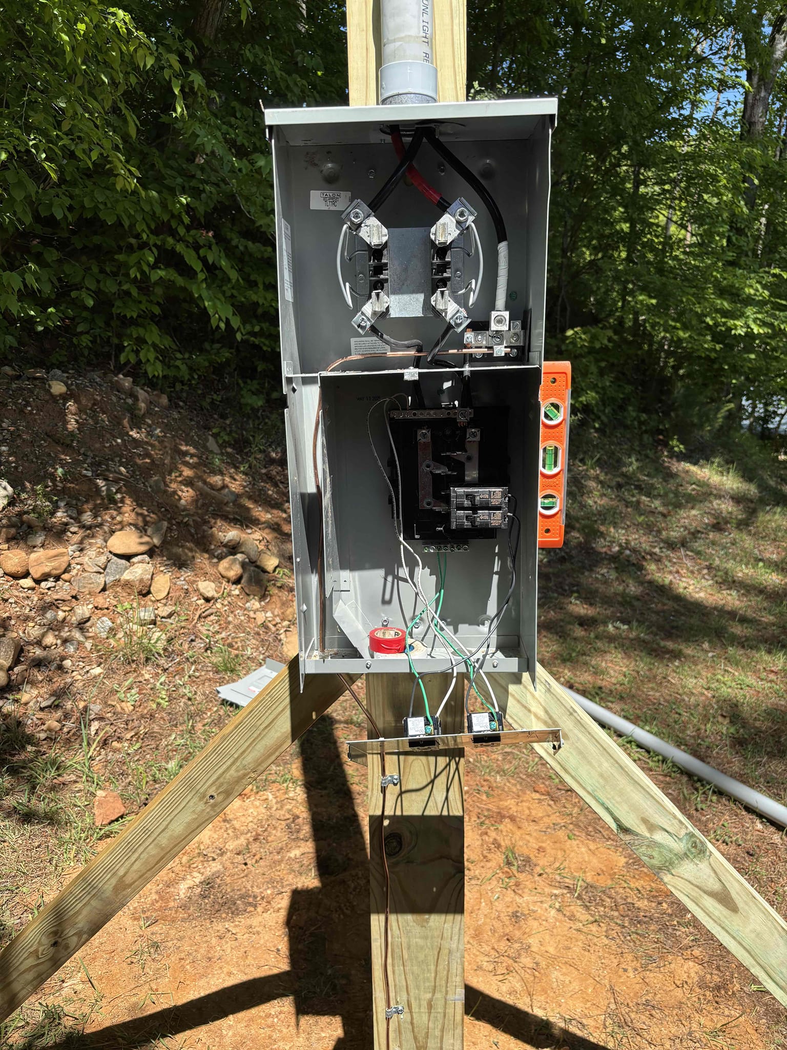 Temporary Power Pole & Meter Base Installation in Lenoir completed by Touchstone Electric