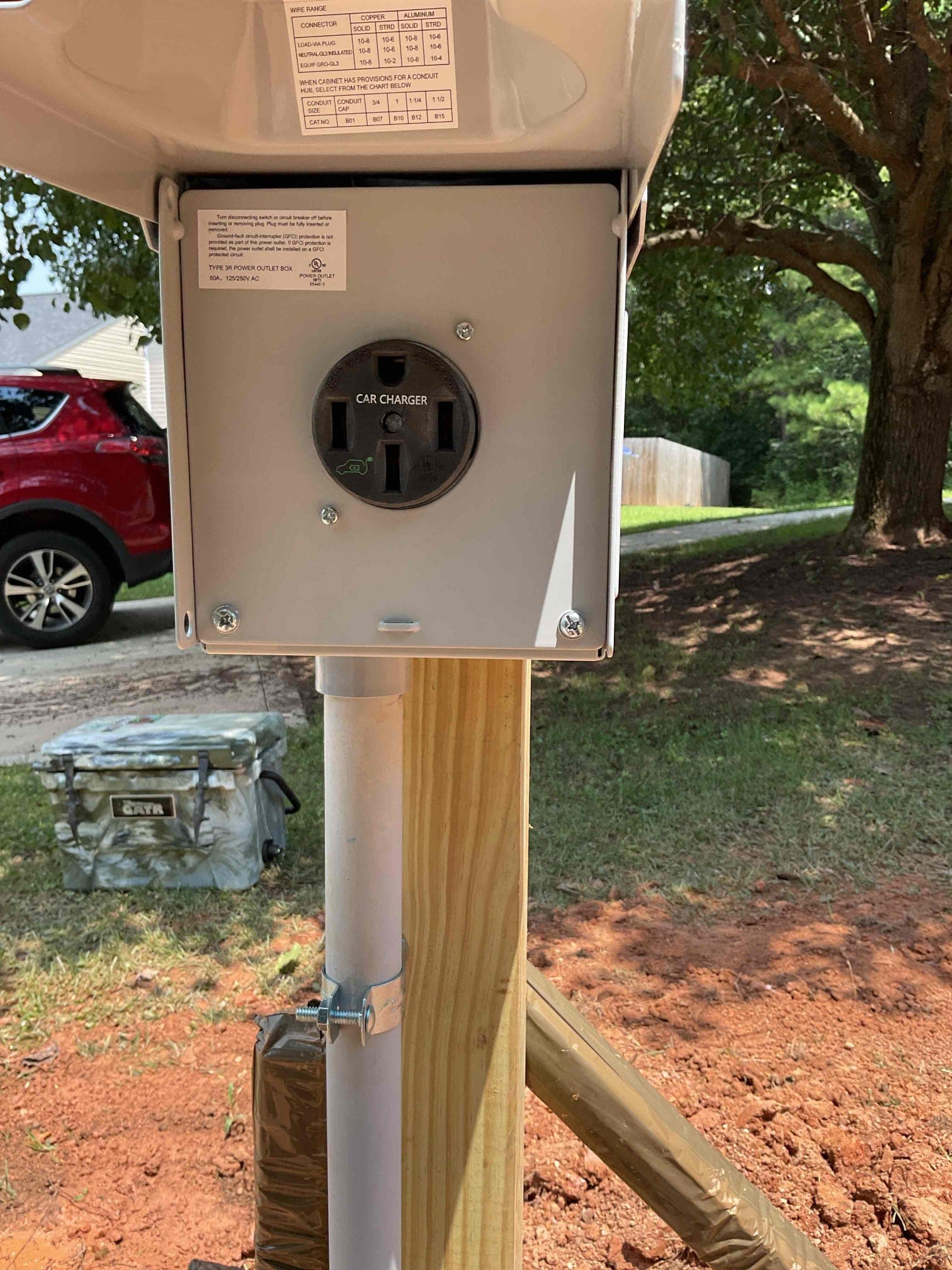 Level 2 EV Charger & RV Outlet Install in Waxhaw, NC - Trench & Post
