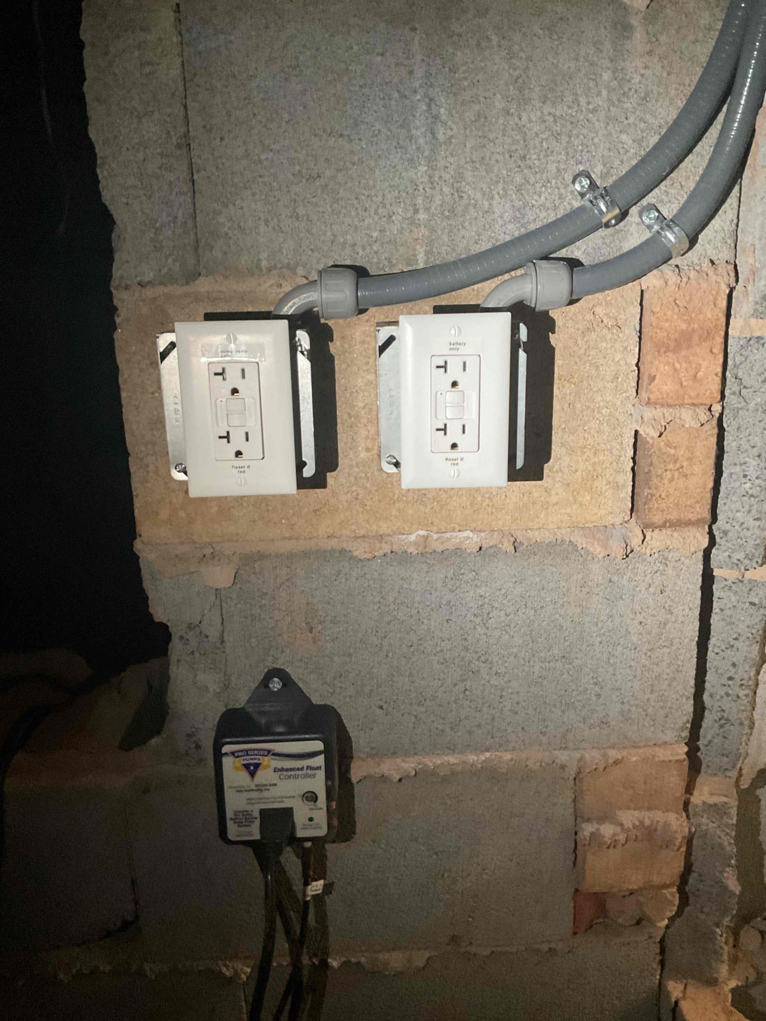 Sump Pump Circuit & GFCI Outlet Installation in Concord, NC completed by Touchstone Electric