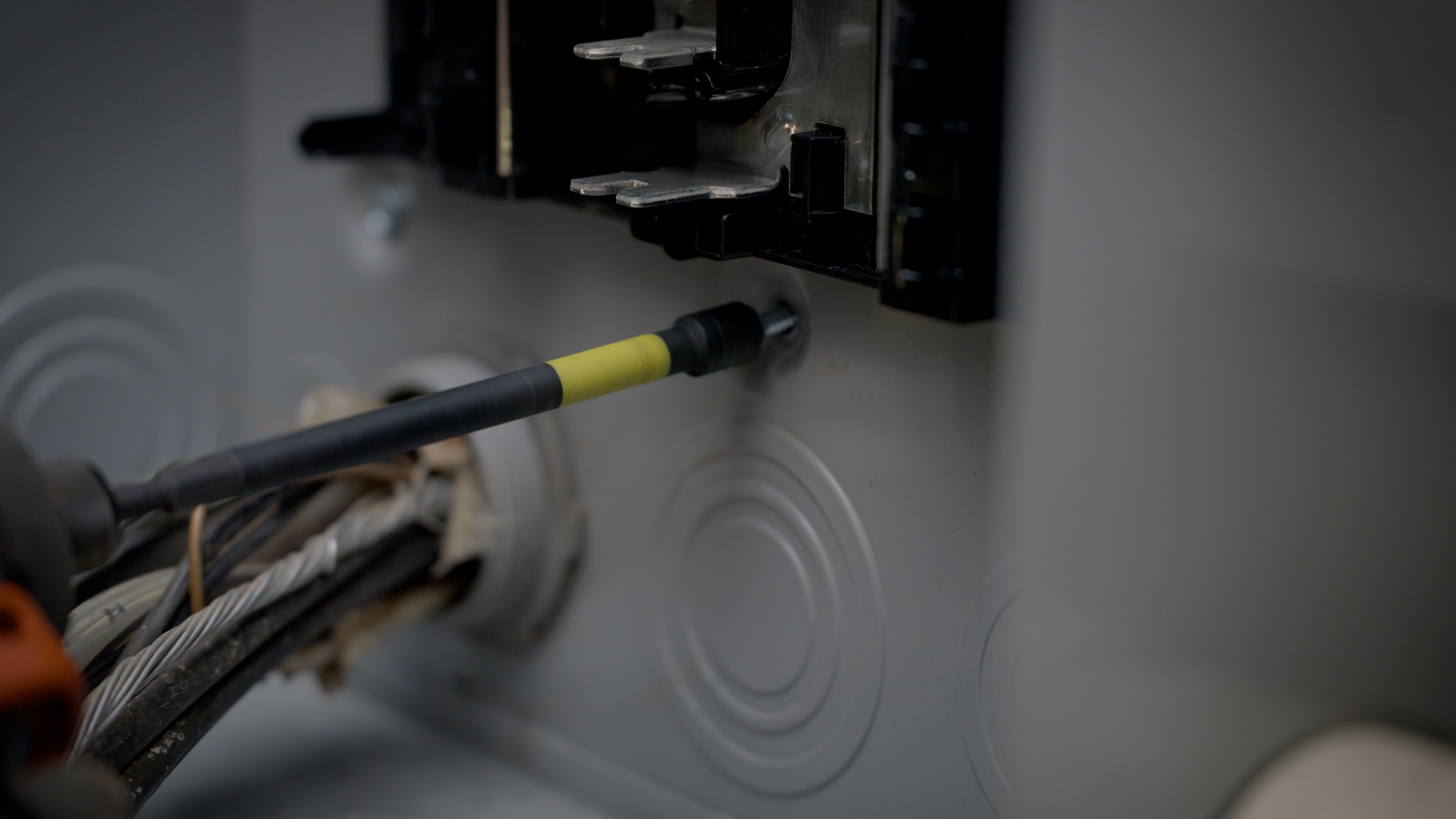 Generator transfer switch terminal lugs checked during a Springdale electrical project