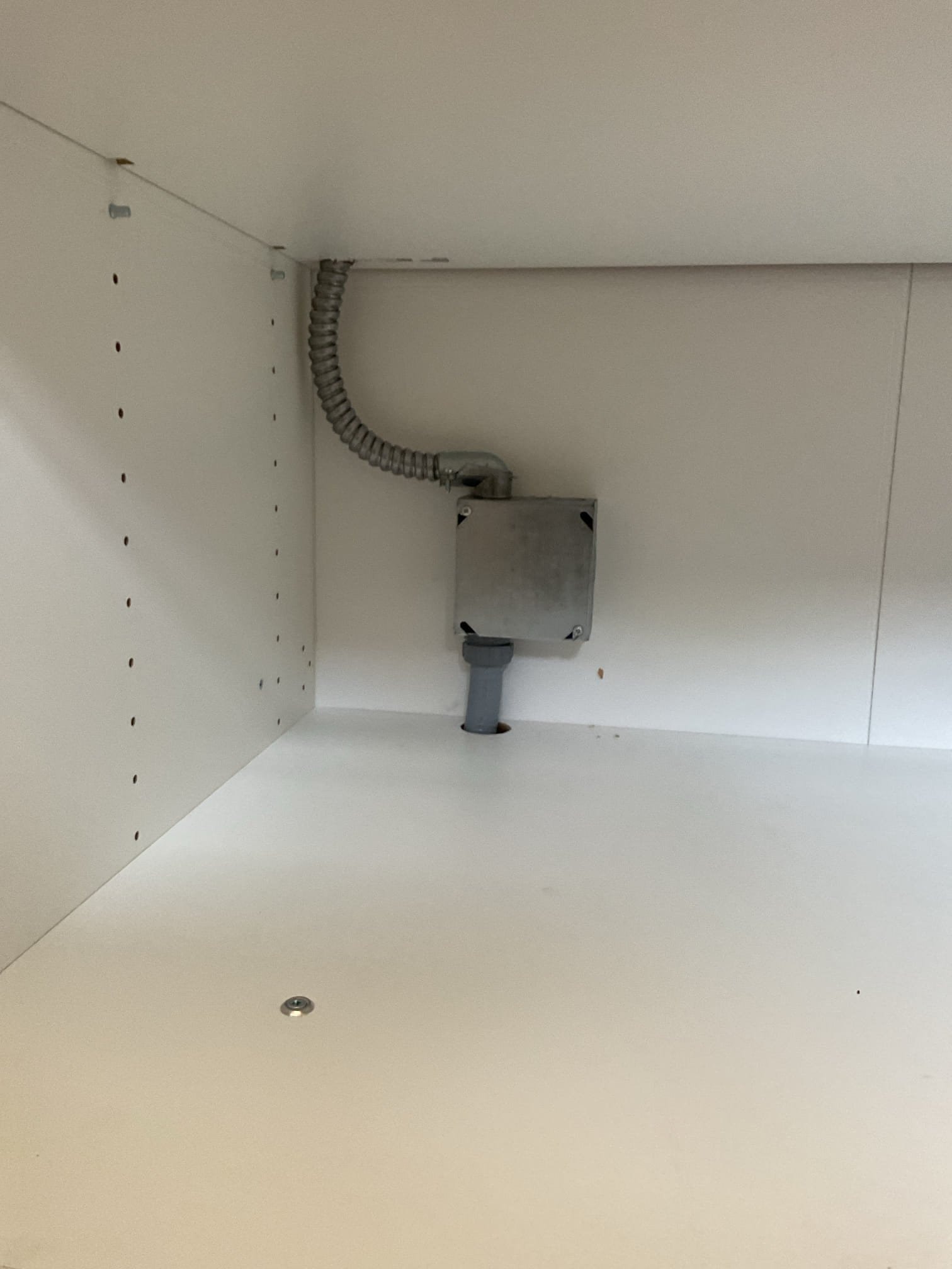 Concealed kitchen appliance wiring before installation