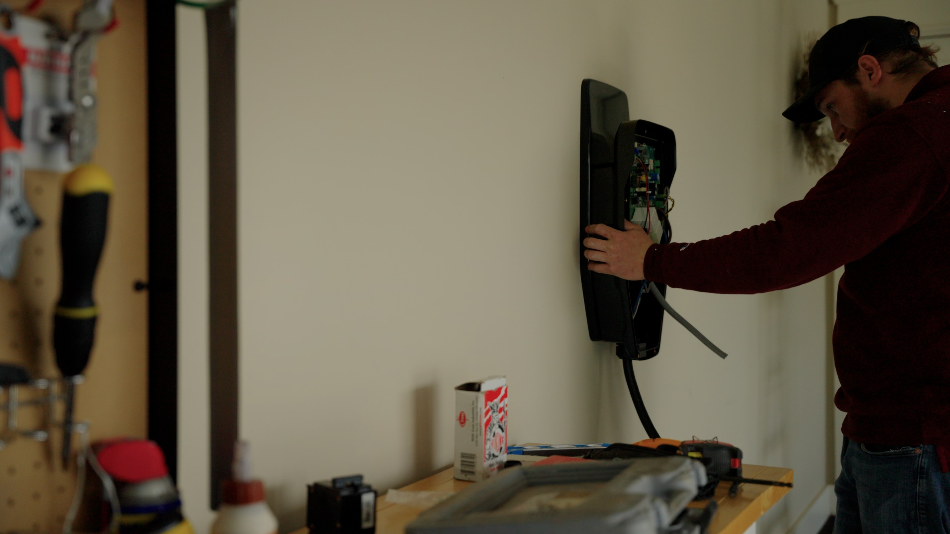 EV charger wiring connection during residential charger installation