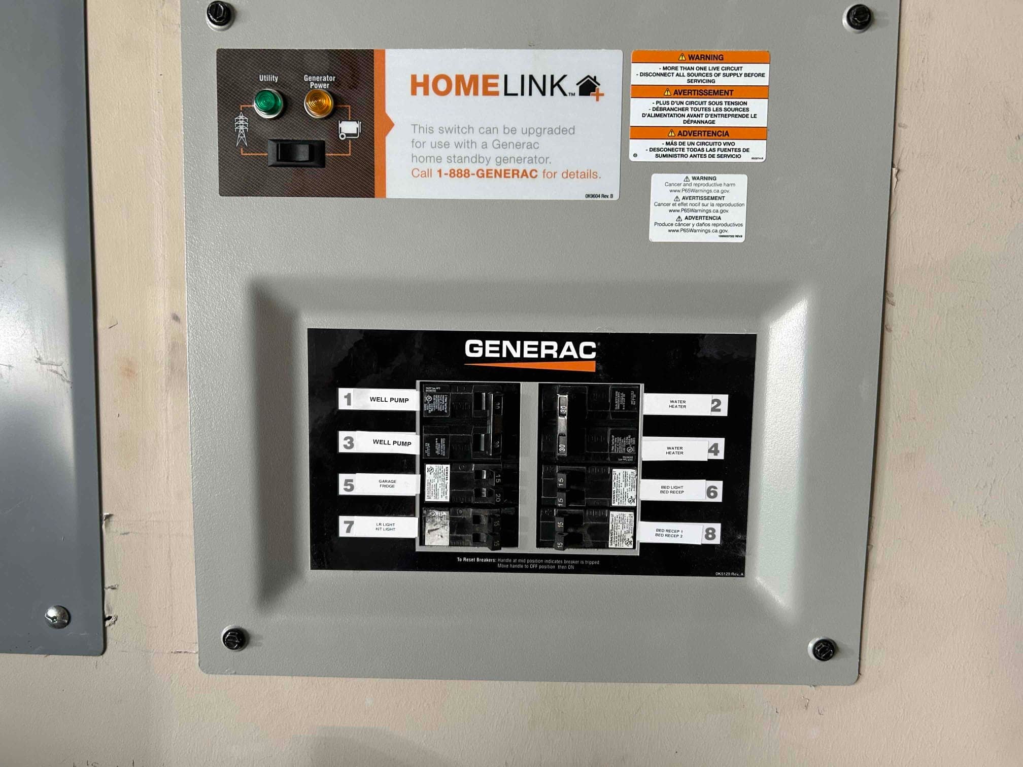 Manual transfer switch installation for portable generator backup