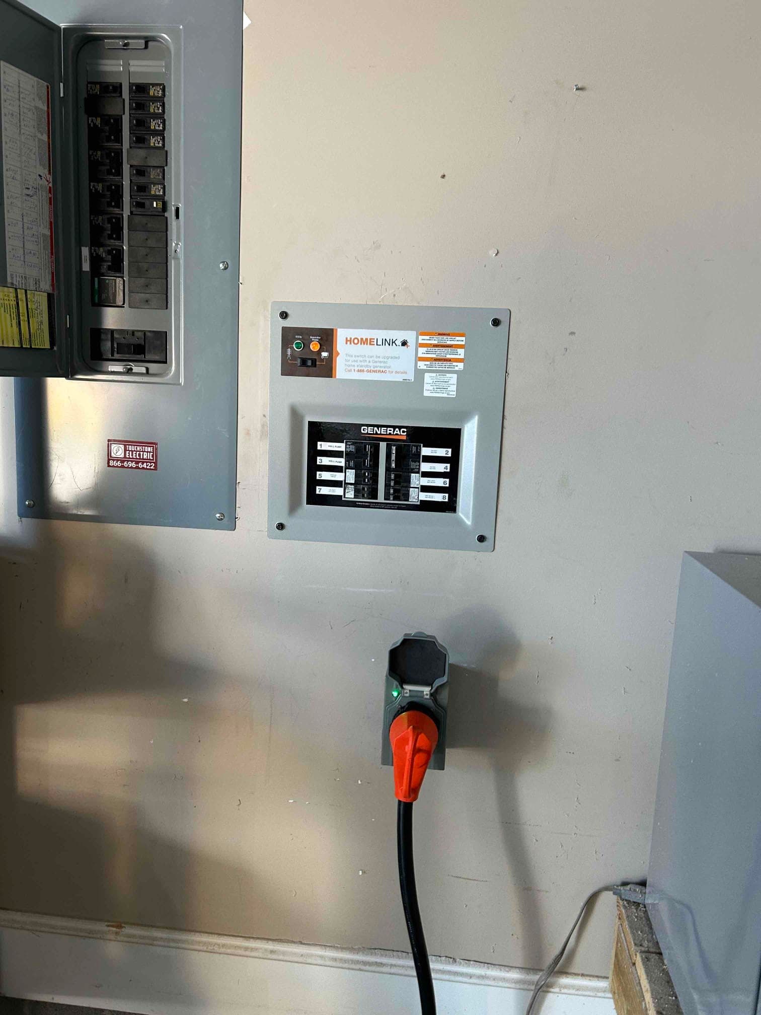 Manual transfer switch installation for portable generator backup