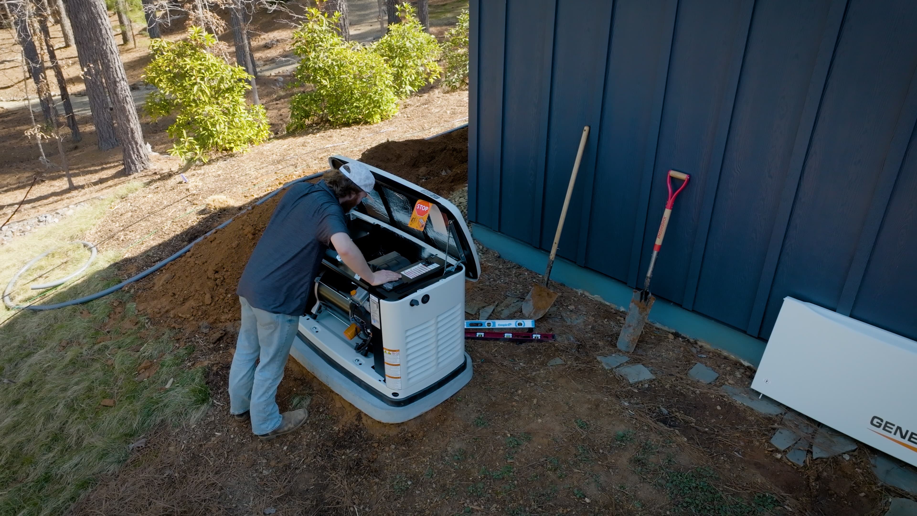 Electrician planning whole-home generator maintenance work